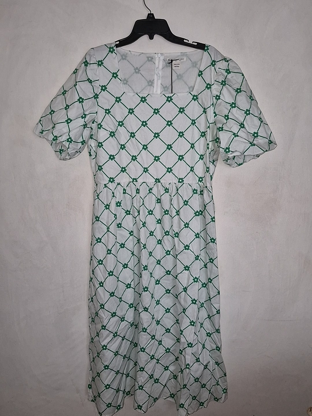 ASOS White Midi Dress with Green Chain Print